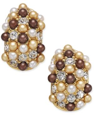 Erwin Pearl Atelier For Charter Club Gold-tone Multi-bead Huggy Hoop Earrings, Only At Macy's