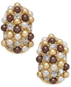 Erwin Pearl Atelier For Charter Club Gold-tone Multi-bead Huggy Hoop Earrings, Only At Macy's