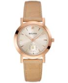 Bulova Women's Beige Leather Strap Watch 32mm 97l146