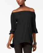 Ny Collection Off-the-shoulder Hankderchief-hem Top