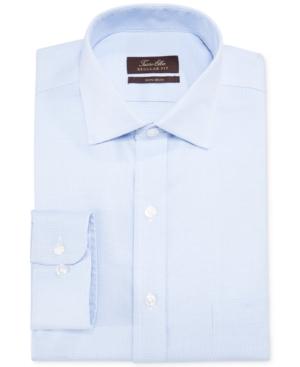 Tasso Elba Classic-fit Non-iron Blue Twill Houndstooth Dress Shirt, Only At Macy's