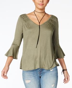 American Rag Juniors' Ruched Bell-sleeve Blouse, Created For Macy's