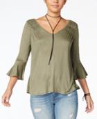American Rag Juniors' Ruched Bell-sleeve Blouse, Created For Macy's