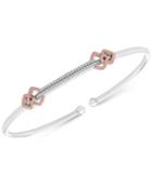 Wrapped Diamond Two-tone Flexie Bangle Bracelet (1/6 Ct. T.w.) In Sterling Silver And 14k Rose Gold-plate, Created For Macy's