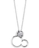 Disney Diamond Accent Mickey Mouse Pendant Necklace In Sterling Silver