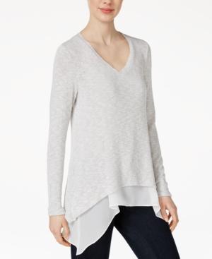 Bar Iii Mixed-media Handkerchief-hem Top, Only At Macy's