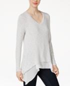Bar Iii Mixed-media Handkerchief-hem Top, Only At Macy's