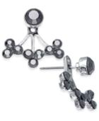 Inc International Concepts Silver-tone Hematite Stone Jacket Earrings, Created For Macy's