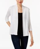 Ny Collection Petite Pointelle Open-front Cardigan
