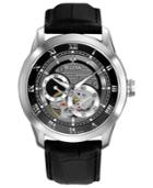 Bulova Watch, Men's Automatic Mechanical Black Leather Strap 42mm 96a135