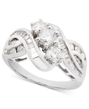 Three-stone Diamond Braid Ring In 14k Yellow Or White Gold (1 Ct. T.w.)