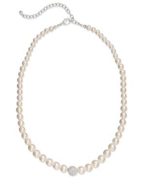Charter Club Silver-tone Faux Pearl And Fireball Collar Necklace