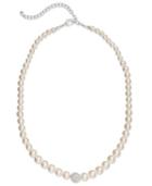 Charter Club Silver-tone Faux Pearl And Fireball Collar Necklace