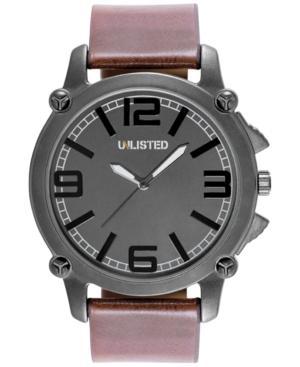 Unlisted Men's Brown Strap Watch 48mm Ul1300