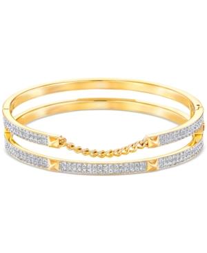 Swarovski Gold-tone Pave Double Stacked Bangle Bracelet