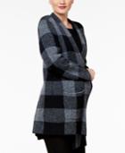 Eileen Fisher Wool Blend Open-front Plaid Coat, A Macy's Exclusive