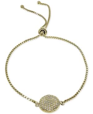 Giani Bernini Cubic Zirconia Pave Disc Adjustable Bracelet In 18k Yellow Or Rose Gold-plated Sterling Silver Or Sterling Silver, Only At Macy's