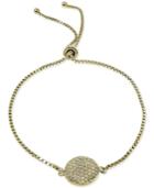 Giani Bernini Cubic Zirconia Pave Disc Adjustable Bracelet In 18k Yellow Or Rose Gold-plated Sterling Silver Or Sterling Silver, Only At Macy's