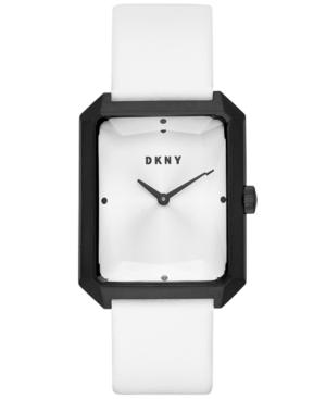 Dkny Women's Cityspire White Leather Strap Watch 27x34mm, Created For Macy's
