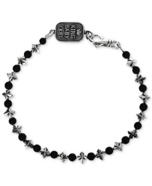 King Baby Men's Onyx (4mm) & Celtic Cross Link Bracelet In Sterling Silver