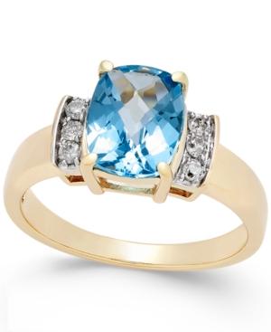Swiss Blue Topaz (2-9/10 Ct. T.w.) And Diamond (1/8 Ct. T.w.) Ring In 14k Gold