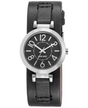 Nine West Women's Black Leather Strap Watch 32mm Nw-1867bkbk