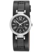 Nine West Women's Black Leather Strap Watch 32mm Nw-1867bkbk