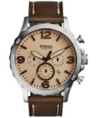 Fossil Men's Chronograph Nate Brown Leather Strap Watch 50mm Jr1512
