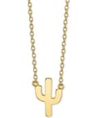 Unwritten Cactus 18 Pendant Necklace In Gold-flashed Sterling Silver