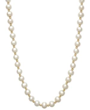 Belle De Mer Cultured Freshwater Pearl (7-1/2mm) And Bead Necklace In 14k Gold