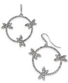 I.n.c. Woman Silver-tone Pave Dragonfly Drop Hoop Earrings, Created For Macy's