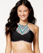 Jessica Simpson Tribal-print High-neck Bikini Top Women's Swimsuit