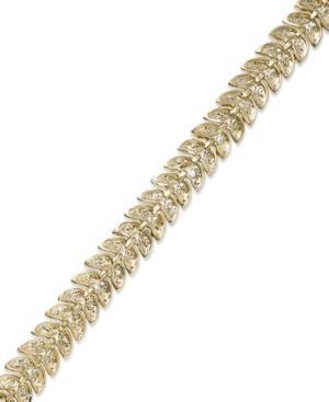 18k Gold Over Sterling Silver Plated Bracelet, Diamond Accent Leaf Bracelet