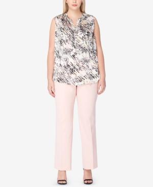 Tahari Asl Plus Size Abstract-print Shell