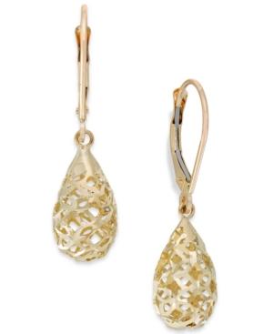 Filigree Leverback Drop Earrings In 10k Gold