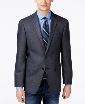 Calvin Klein Men's Gray And Black Neat Slim-fit Sport Coat