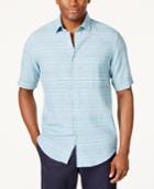 Tasso Elba Men's Linen-blend Striped Shirt, Created For Macy's