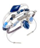 Inc International Concepts Silver-tone 3-pc. Blue Mixed-media Bangle Bracelet