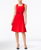 Calvin Klein Notched Belted A-line Dress
