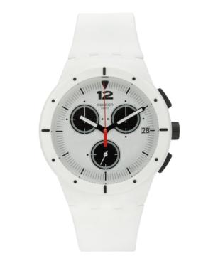 Swatch Unisex Swiss Power Tracking White Silicone Strap Watch 42mm Susw406