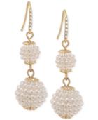 Carolee Gold-tone Imitation Seed Pearl Double Drop Earrings