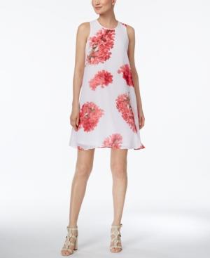 Calvin Klein Floral-print Chiffon Trapeze Dress