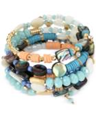 M. Haskell For Inc Gold-tone Blue Beaded Coil Bracelet, Only At Macy's