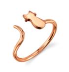 Unwritten Cat Tail Adjustable Ring In Rose Gold Flashed Sterling Silver