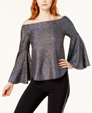 Bar Iii Bell-sleeve Glitter Top, Created For Macy's