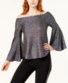 Bar Iii Bell-sleeve Glitter Top, Created For Macy's