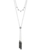 Marchesa Black-tone Multi-stone & Imitation Pearl Double-layer Lariat Necklace