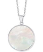 Mother-of-pearl Disc 18 Pendant Necklace In Sterling Silver
