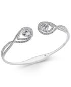 Danori Silver-tone Crystal Hinged Cuff Bracelet