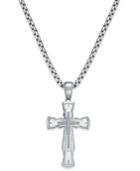 Men's Diamond Accent Cross Pendant Necklace In Stainless Steel